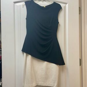 Lauren Ralph Lauren Black and Cream Asymmetrical Dress